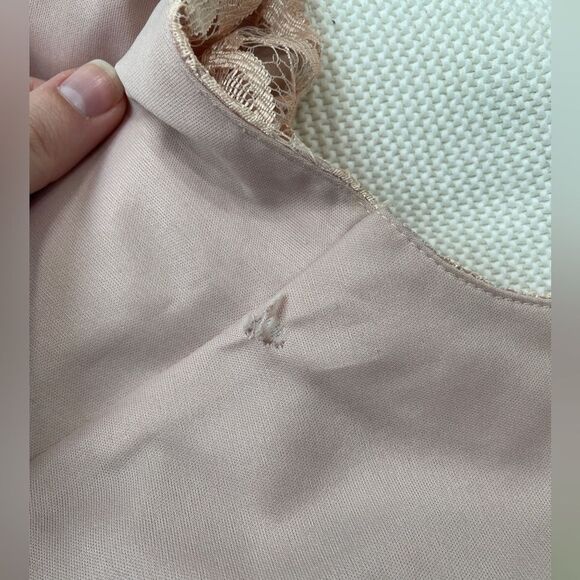 Le Art Vintage Pink Champagne Lace Layered Long Sleeve Dress Women’s Size 10 - Picture 6 of 10